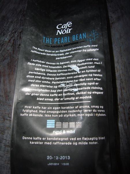 Café Noir - The Pearl Bean rund & mild Hele Bønner 200g - zadní strana